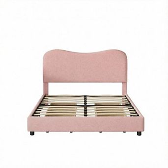 Bed Frame with Berber Fleece Upholstered Headboard