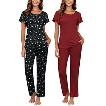 Ekouaer Pajamas for Women Set 2 pc Comfy Loungewear Lightweight Pjs Sleepwear