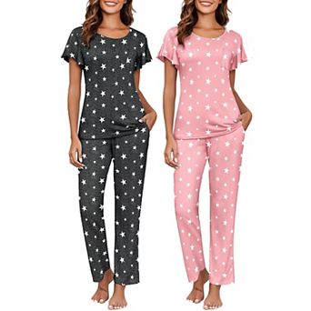 Ekouaer Pajamas for Women Set 2 pc Comfy Loungewear Lightweight Pjs Sleepwear