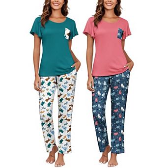 Ekouaer Pajamas for Women Set 2 pc Comfy Loungewear Lightweight Pjs Sleepwear