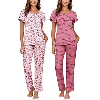 Ekouaer Pajamas for Women Set 2 pc Comfy Loungewear Lightweight Pjs Sleepwear