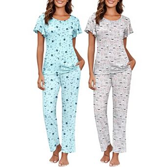 Ekouaer Pajamas for Women Set 2 pc Comfy Loungewear Lightweight Pjs Sleepwear