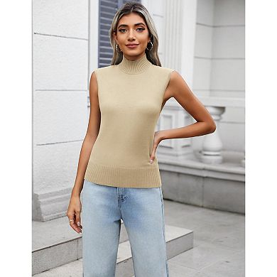 Zeagoo Women's Mock Turtle Neck Sleeveless Knit Pullover Sweater Vest Casual Slim Fitted Tops