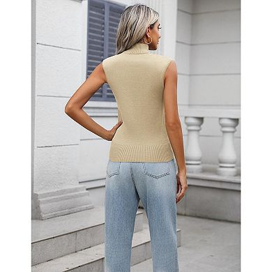 Zeagoo Women's Mock Turtle Neck Sleeveless Knit Pullover Sweater Vest Casual Slim Fitted Tops