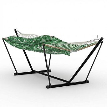 Two Person Hammock with Stand for Outside Heavy Duty Outdoor Indoor Steel Frame Hammock 480lbs