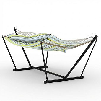 Two Person Hammock with Stand for Outside Heavy Duty Outdoor Indoor Steel Frame Hammock 480lbs