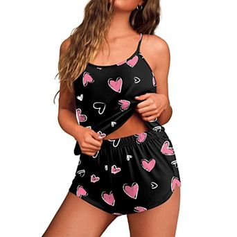 Ekouaer Women's Soft Cami Pajama Set Camisole and Elastic Waist Shorts
