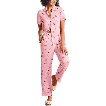 Ekouaer Stripe Pajamas Set for Women Button Down Short Sleeve Pjs Set Soft Lounge Set