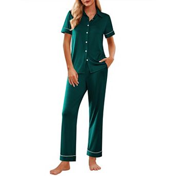 Ekouaer Stripe Pajamas Set for Women Button Down Short Sleeve Pjs Set Soft Lounge Set
