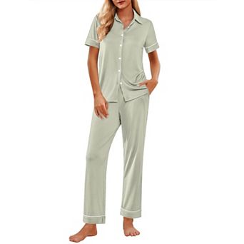 Ekouaer Stripe Pajamas Set for Women Button Down Short Sleeve Pjs Set Soft Lounge Set