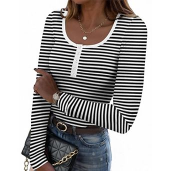 Zeagoo Women's Long Sleeve Square Neck Knitted Tops Stretchy Business Casual T Shirts
