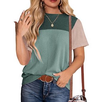 Zeagoo Women's Loose Crew Neck Short Sleeve Blouses Casual Business Trendy Summer Tops