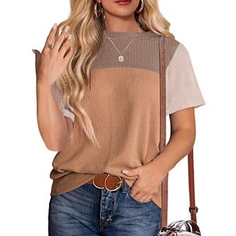 Zeagoo Women's Loose Crew Neck Short Sleeve Blouses Casual Business Trendy Summer Tops