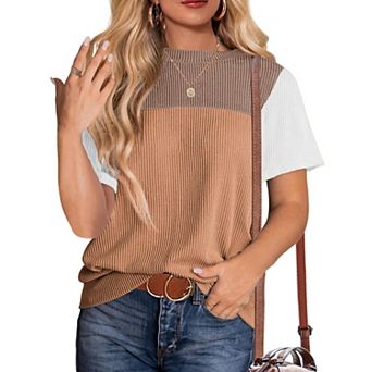 Zeagoo Women's Loose Crew Neck Short Sleeve Blouses Casual Business Trendy Summer Tops