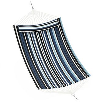 Extra Large Outdoor Hammock Classic Deep and Light Blue Stripe Durable Comfortable Hanging Bed