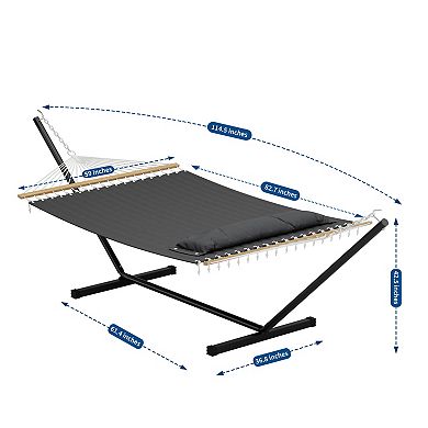 Hammock with Stand 475 Lbs Heavy Duty Hammock with Stand for Outside Quilted Fabric Portable Hammock