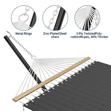 Hammock with Stand 475 Lbs Heavy Duty Hammock with Stand for Outside Quilted Fabric Portable Hammock