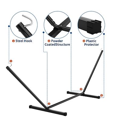 Hammock with Stand 475 Lbs Heavy Duty Hammock with Stand for Outside Quilted Fabric Portable Hammock