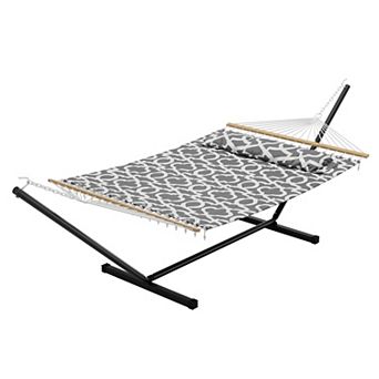 Hammock with Stand 475 Lbs Heavy Duty Hammock with Stand for Outside Quilted Fabric Portable Hammock