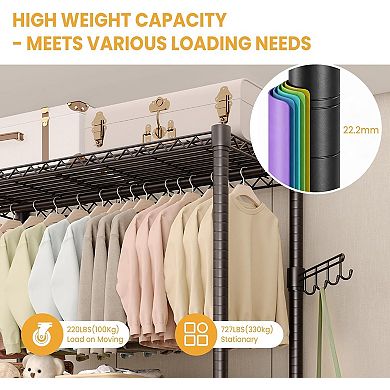 Portable Garment Rack - Wheels & 2 Hanger Rods