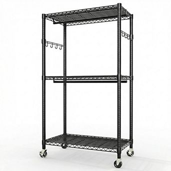 Portable Garment Rack - Wheels & 2 Hanger Rods