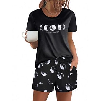 Ekouaer Women's Pajama Sets Short Sleeve Pjs 2 pc Top and Shorts Sleepwear Comfy Soft Lounge