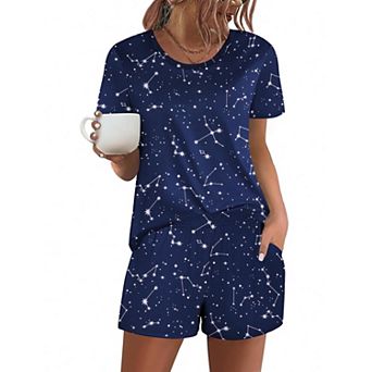 Ekouaer Women's Pajama Sets Short Sleeve Pjs 2 pc Top and Shorts Sleepwear Comfy Soft Lounge