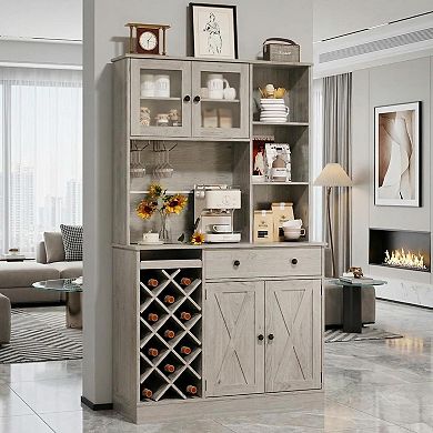 71-Inch Kitchen Hutch Cabinet with Storage