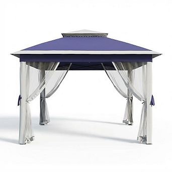 11x11FT Pop Up Gazebo Instant Outdoor Canopy Tent with Mosquito Nettings Durable Steel Frame