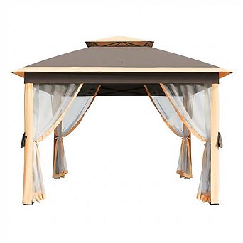 11x11FT Pop Up Gazebo Instant Outdoor Canopy Tent with Mosquito Nettings Durable Steel Frame