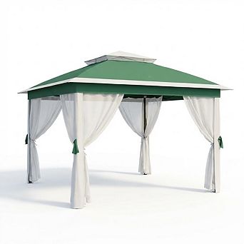 11x11FT Pop Up Gazebo Instant Outdoor Canopy Tent with Mosquito Nettings Durable Steel Frame