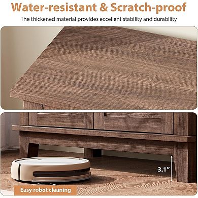 Farmhouse Sideboard Cabinet 3 Tier Adjustable Storage Buffet with 7 Gears