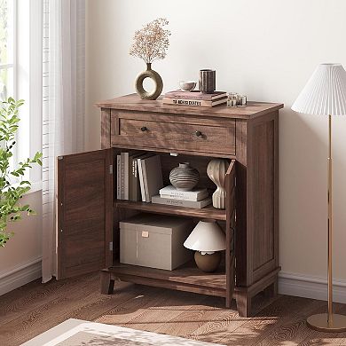 Farmhouse Sideboard Cabinet 3 Tier Adjustable Storage Buffet with 7 Gears