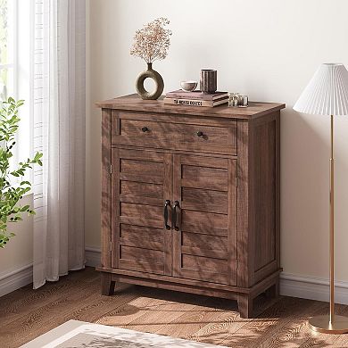 Farmhouse Sideboard Cabinet 3 Tier Adjustable Storage Buffet with 7 Gears