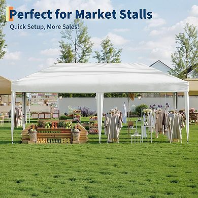 10x20FT Pop Up Canopy with 4 Sidewalls Beach Ten with One Push Setup Outdoor Instant Canopy Tent