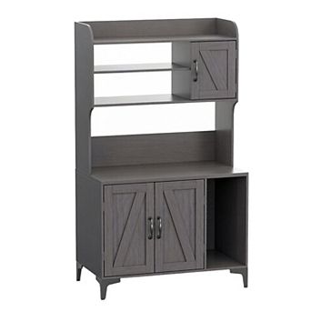 Large Cat Litter Box Furniture with Storage Shelves&Door,Hidden Cat Washroom Cabinet,Farmhouse Style