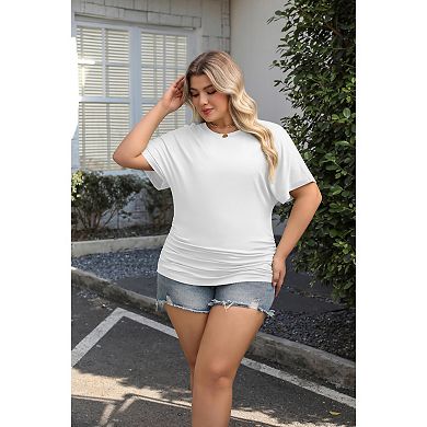 Zeagoo Women's Plus Size Casual Short Sleeve Dolman Top Boat Neck T Shirts