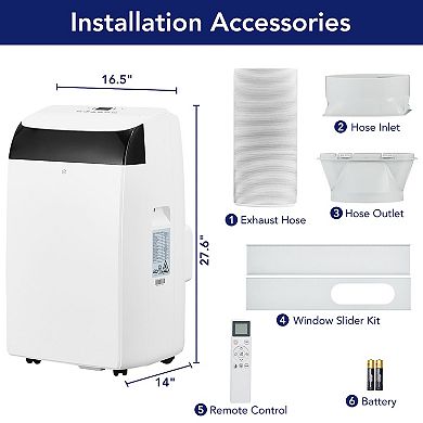 14000BTU Portable Air Conditioner, 3-in-1 AC Unit, Cooling,Dehumidifier &Fan, Ultra-Quiet, 24H Timer