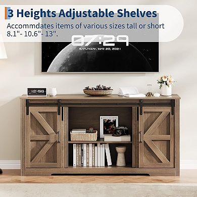 TV Console for 70-Inch Televisions - Sliding Barn Doors & 4 Drawers