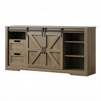 TV Console for 70-Inch Televisions - Sliding Barn Doors & 4 Drawers
