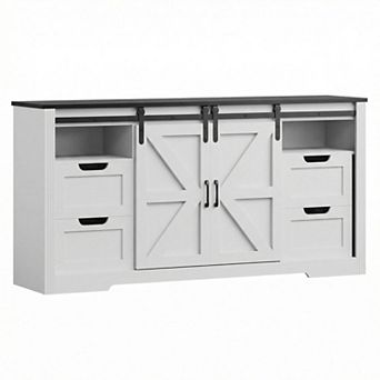 TV Console for 70-Inch Televisions - Sliding Barn Doors & 4 Drawers