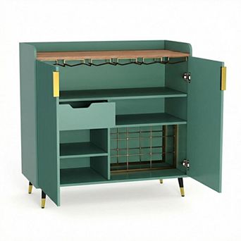 Modern Wine Bar Cabinet, Liquor Cabinet with Fluted Doors