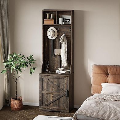 77" Farmhouse Hall Tree with Shoe Storage - 5 Hooks