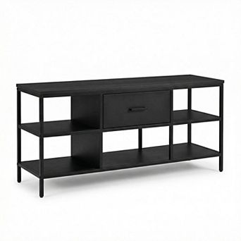 TV Stand for 55 Inch TV - Open Shelves & Fabric Drawers