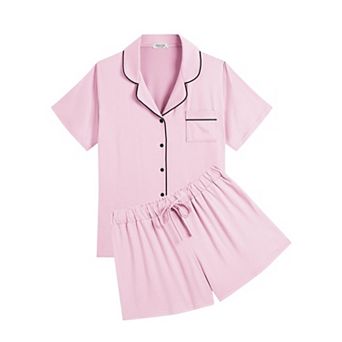 Ekouaer Womens Pajamas Set Soft Classic Notch Collar Bride Pjs Comfy Short Sleeve Loungewear