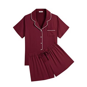 Ekouaer Womens Pajamas Set Soft Classic Notch Collar Bride Pjs Comfy Short Sleeve Loungewear