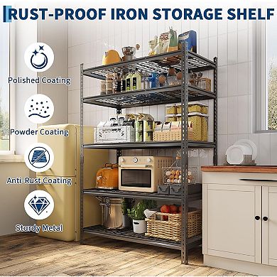 2 PCS 72 in-H Heavy Duty 5-Tier Metal Shelving Unit