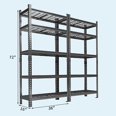 2 PCS 72 in-H Heavy Duty 5-Tier Metal Shelving Unit