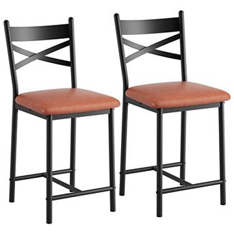 Bar Stools Set of 2, Counter Height Bar Chairs with Back and Thick Cushion, for Kitchen Island