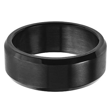 Men's Brushed and Polished Black Plated Stainless Steel Ring